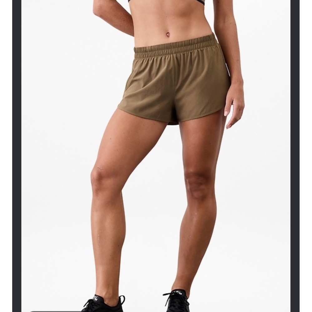 Athleta Speedwork Short Brown Olive Running Athletic Shorts Womens Size M